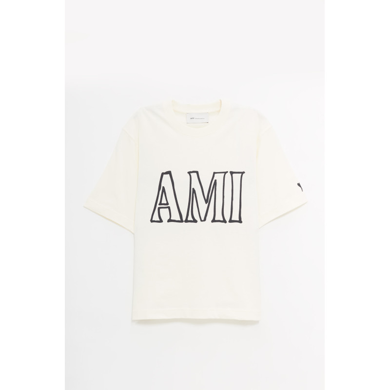AMI BLANC CREME BOXY FIT T SHIRT